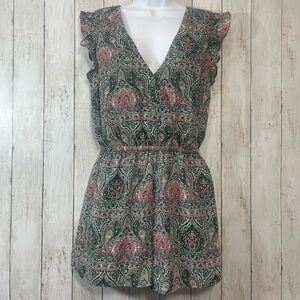 JACK by BB Dakota Cross Front Ruffle Cap Sleeve Romper Small